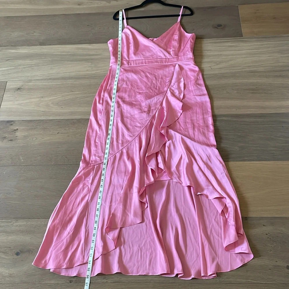 Laundry by Shelli Segal Ruffled Satin Dress In Rose Pink Size 14 NWT - Picture 13 of 13